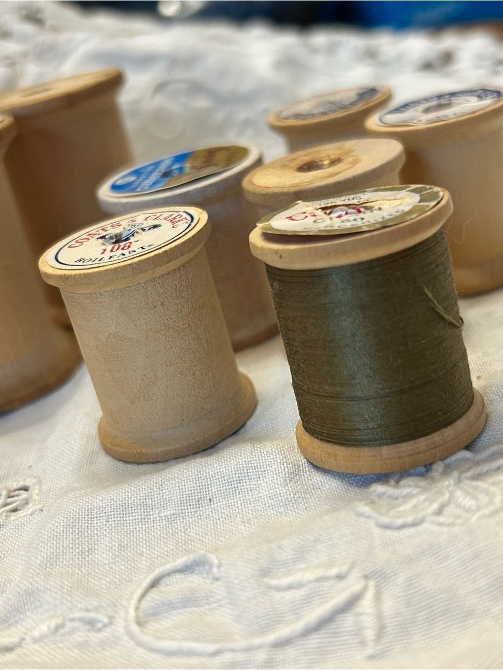 Vintage Wooden Thread Spools - Natural Wood - Picture 2 of 2